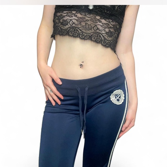 Abercrombie & Fitch Navy Track Pants Sweat Pants size small low rise Vintage - Picture 2 of 14